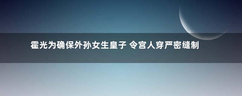 霍光为确保外孙女生皇子 令宫人穿严密缝制内裤